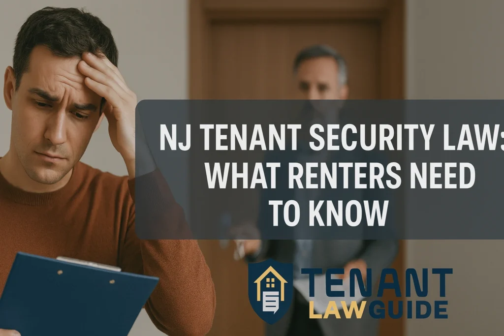 Tenant reviewing NJ security deposit paperwork before move-out.
