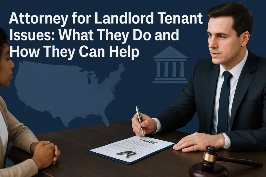 Attorney and tenant review a lease and keys in a U.S. rental case