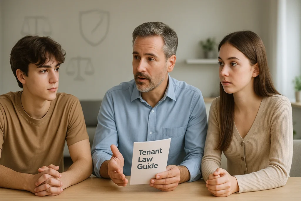 Teen couple talks with a parent about close-in-age consent rules in the U.S.
