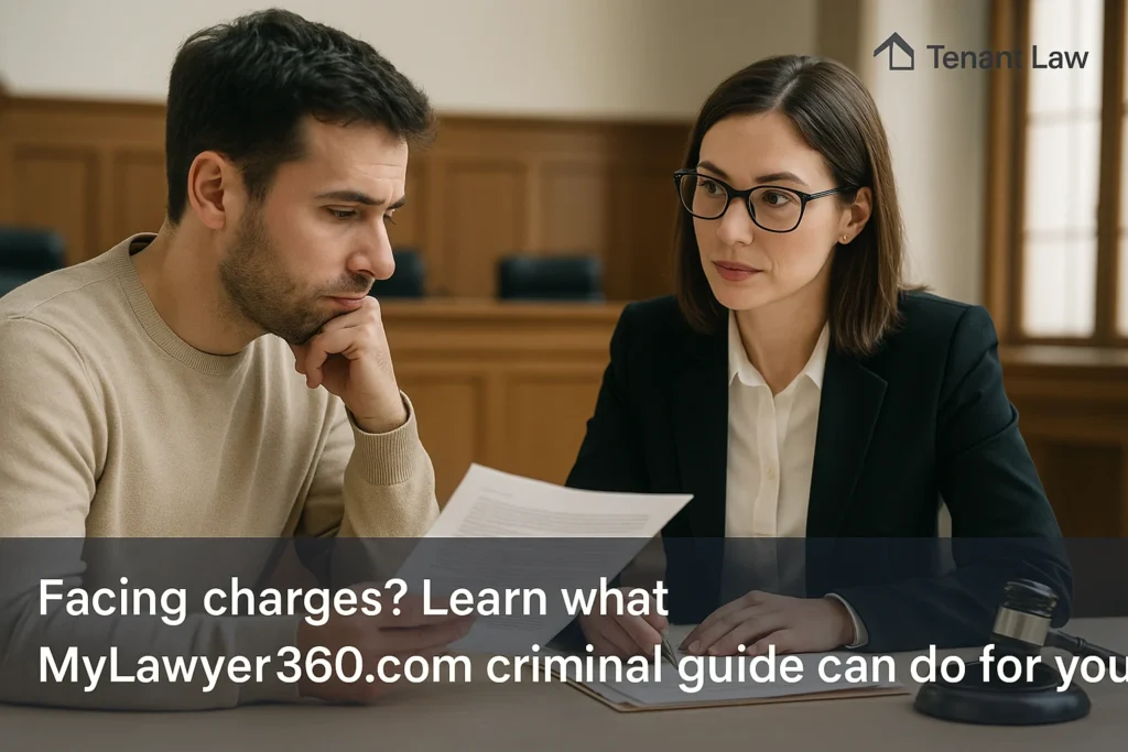Man reading legal help from MyLawyer360.com about criminal charges